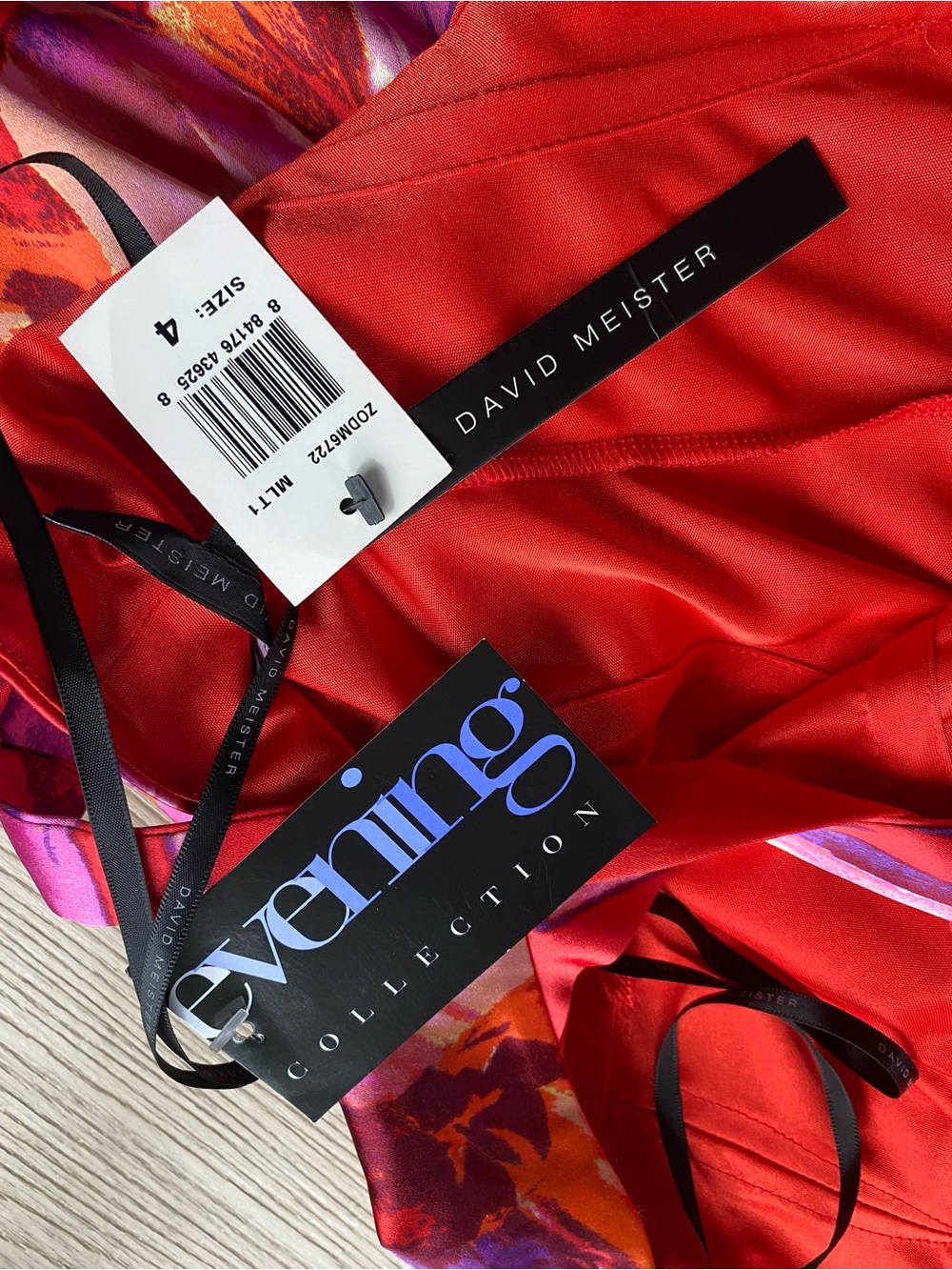 David Meister Silk Blend Floral Cocktail Dress NWT Red Pink Mini Party Dress - Picture 4 of 16